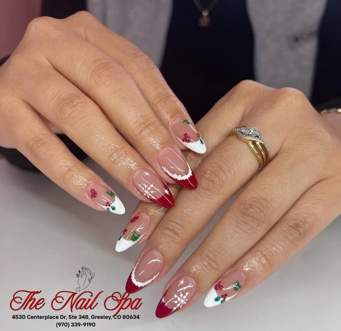 Pink and white French acrylic set